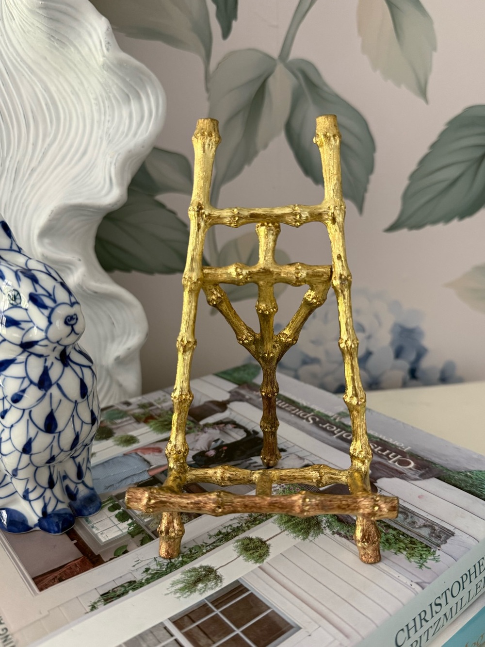 Vintage brass bamboo easel